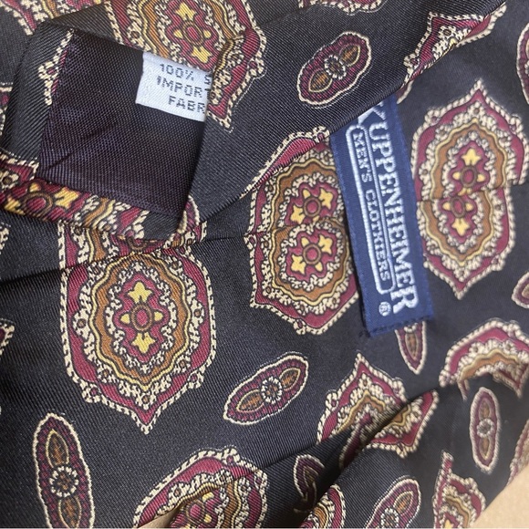 Vintage Kuppenheimer 100% Silk Men’s Necktie Red Floral Patterns & Black - Picture 3 of 4